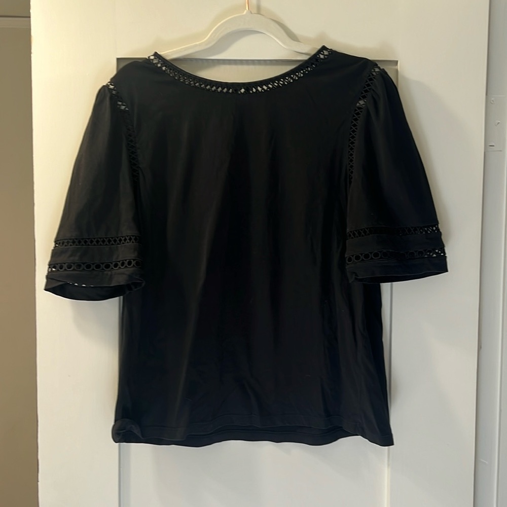 Ann Taylor Medium Blavk Short Sleeve Blouse